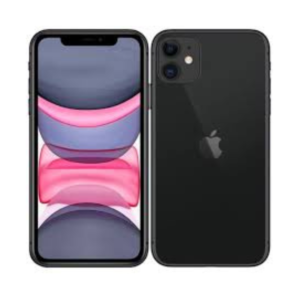 iPhone 11, 128GB in Black, showcasing its sleek design and dual-camera system.