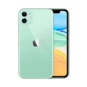 iPhone 11, 64GB in Green, showcasing its vibrant color and dual-camera system.