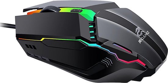 JEQANG JM-530 black wired gaming mouse with RGB lights