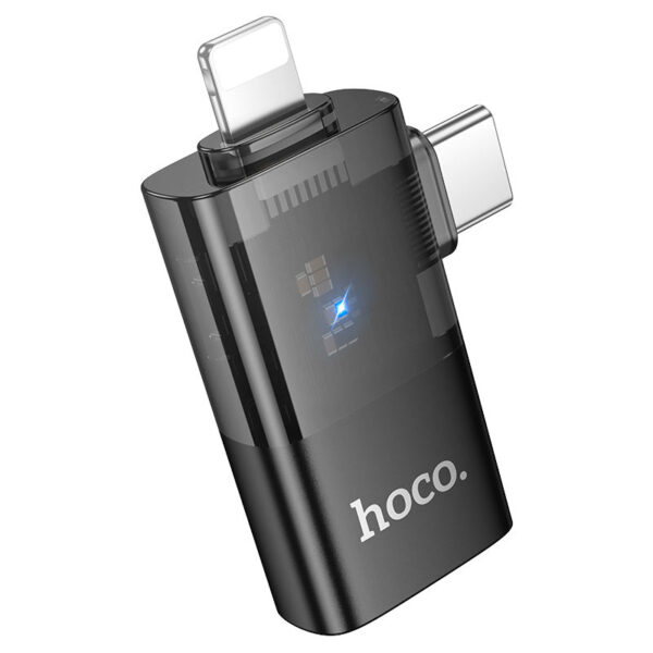 Hoco UA36E black Lightning and USB-C to USB-A OTG adapter