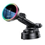 Yesido C315 black magnetic wireless car charger with RGB lights and cooling fan