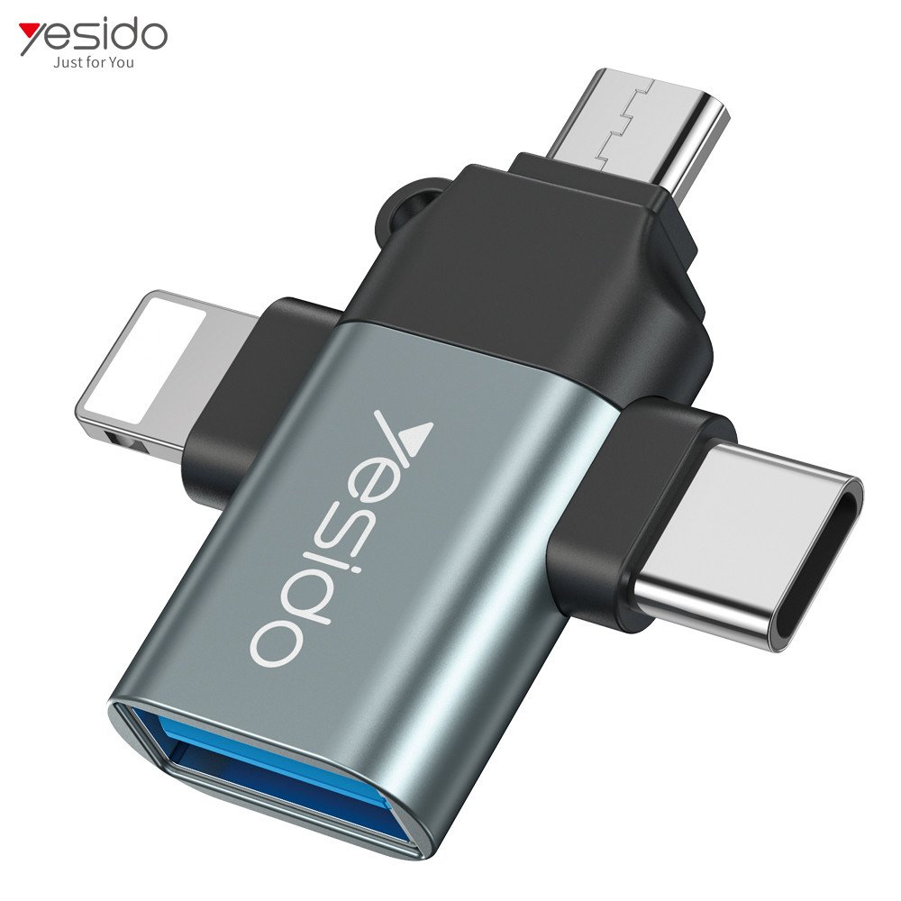 Yesido GS15 3-in-1 OTG adapter with USB-C, Micro-USB and Lightning connectors