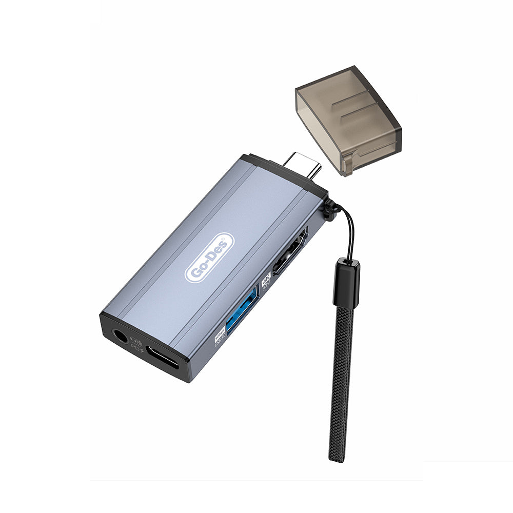 Go-Des GD-CT085 USB-C adapter with HDMI, USB and audio ports