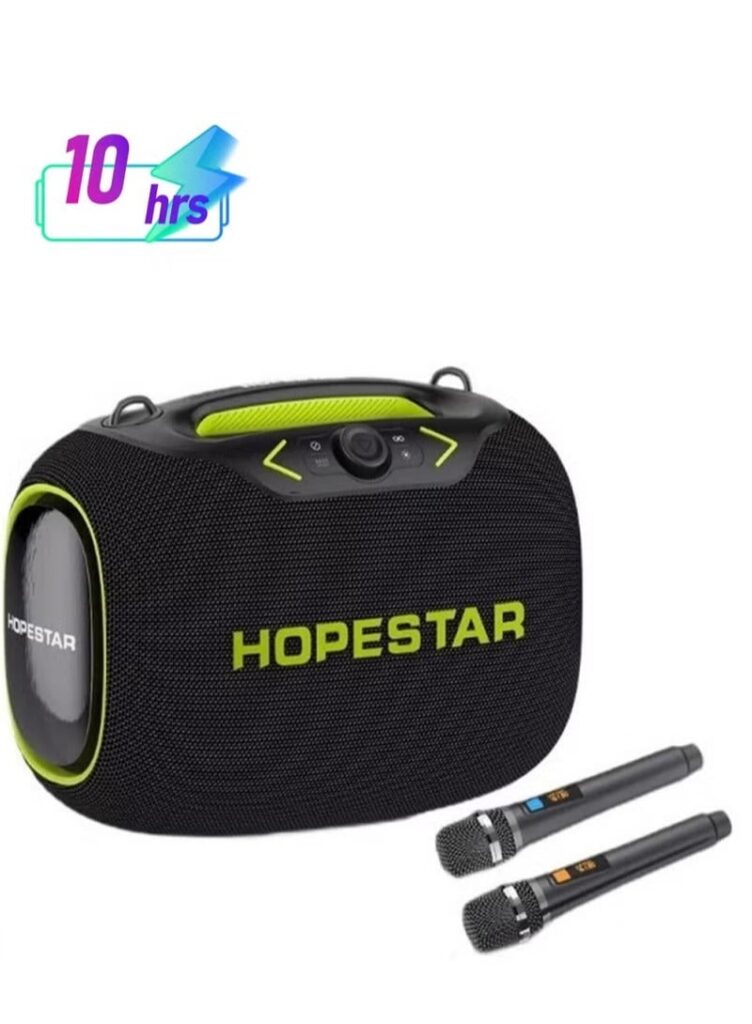 Hopestar PartyBox 120W portable speaker with two wireless microphones