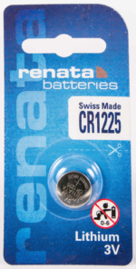 Renata CR1225 3V lithium coin cell battery in blue blister packaging