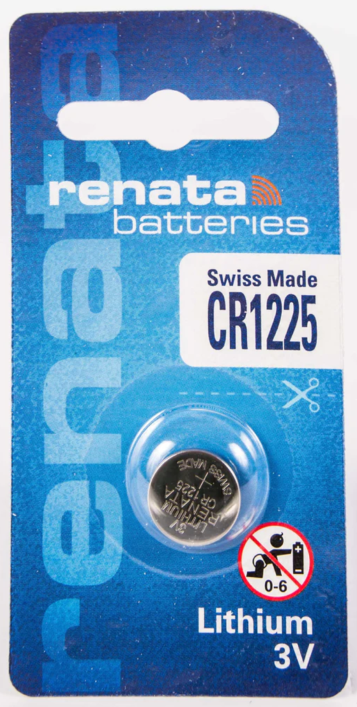 Renata CR1225 3V lithium coin cell battery in blue blister packaging