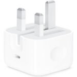 Apple 20W USB-C power adapter with UK three-pin plug