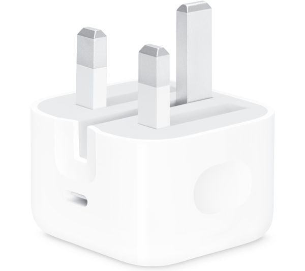Apple 20W USB-C power adapter with UK three-pin plug