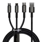 Baseus Tungsten Gold black 3-in-1 USB cable with Lightning USB-C and Micro USB connectors