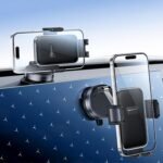 Yesido C283 phone holder mounted with a phone in portrait and landscape positions