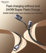 Yesido CA197 USB-C and magnetic charging connector detail