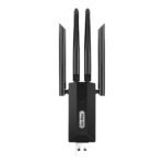 Go-Des GD-BT318 black USB Wi-Fi adapter front view with four antennas
