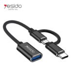 Yesido GS02 black 2-in-1 USB-C and Micro-USB OTG adapter cable