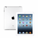 Apple iPad 3 silver front and rear views on white background