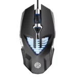 K-Snake Q1 black USB wired optical mouse top view