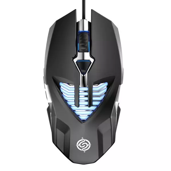 K-Snake Q1 black USB wired optical mouse top view