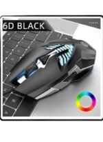 K-Snake Q1 black wired mouse angled view with side buttons