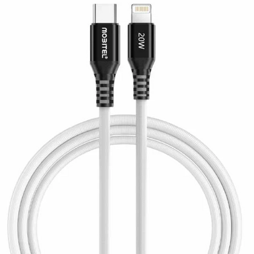 White Mobitel USB-C to Lightning charging and data cable