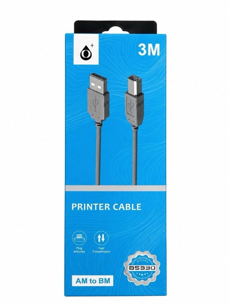 One Plus B5330 grey 3 metre USB-A to USB-B printer cable retail packaging
