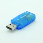 Dynamode USB stereo sound card blue adapter USB connector angled view