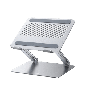 Adjustable silver laptop and tablet stand