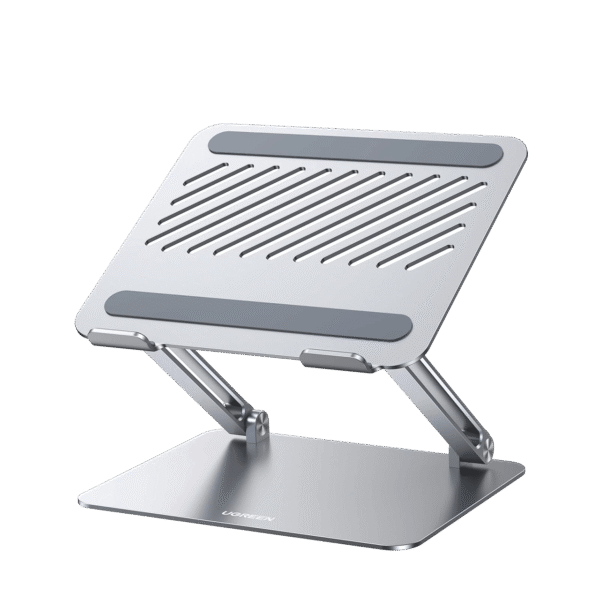 Adjustable silver laptop and tablet stand
