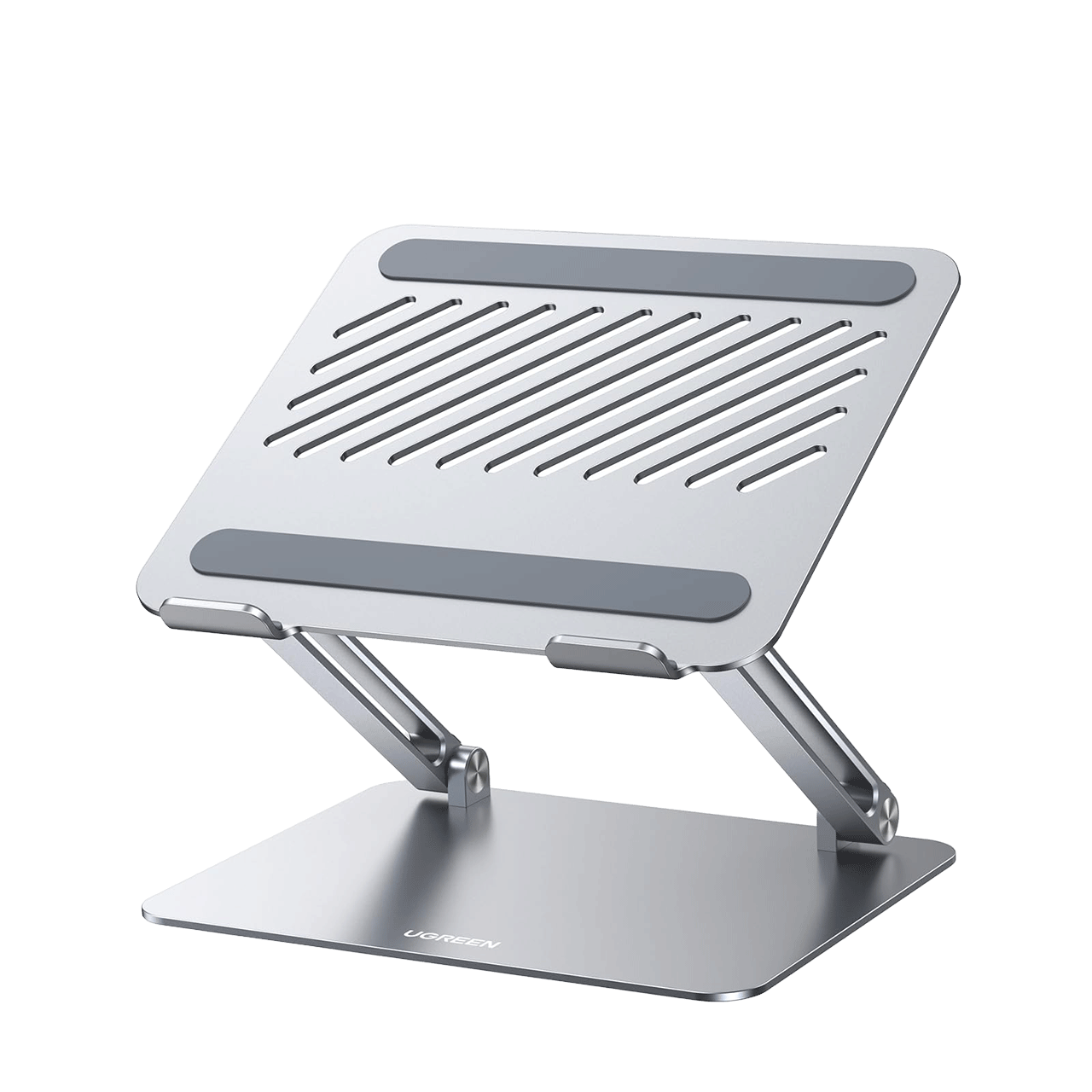 Adjustable silver laptop and tablet stand