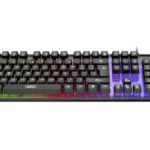 XO KB-04 black USB wired full-size keyboard with RGB backlighting