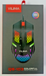 Yilima QS-103 colourful LED gaming mouse retail box front view