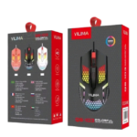 Yilima QS-103 colourful LED wired gaming mouse retail packaging front and rear views