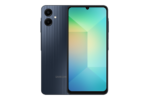 Samsung Galaxy A06 black front and rear views