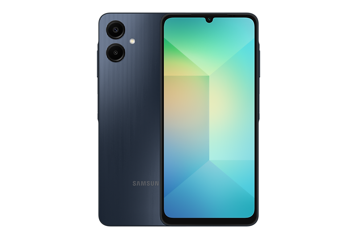 a06-black-1 Samsung Galaxy A06 black front and rear views