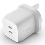 Belkin BoostCharge Pro WCH011myWH 45W dual USB-C UK wall charger in white