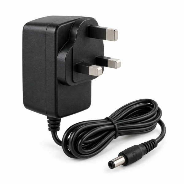 UK plug DC power adaptor with barrel connector