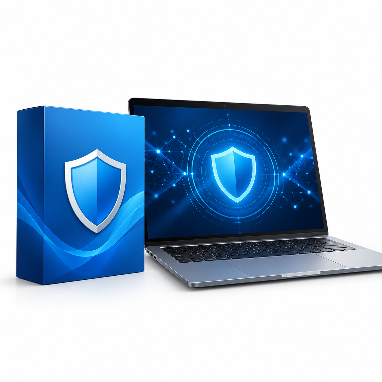 Software package with security shield and laptop