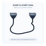 Generic illustrative SCART to SCART cable; actual appearance may vary.