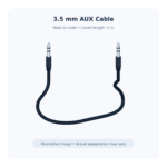 Illustrative 3.5mm male-to-male AUX cable image; actual appearance may vary.