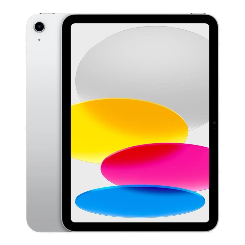 Apple iPad A16 Silver Wi-Fi front and rear views on white background