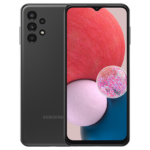 Samsung Galaxy A13 in black, front and rear model views