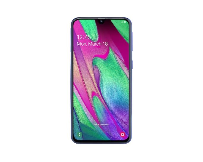 Samsung Galaxy A40 in blue, representative front view